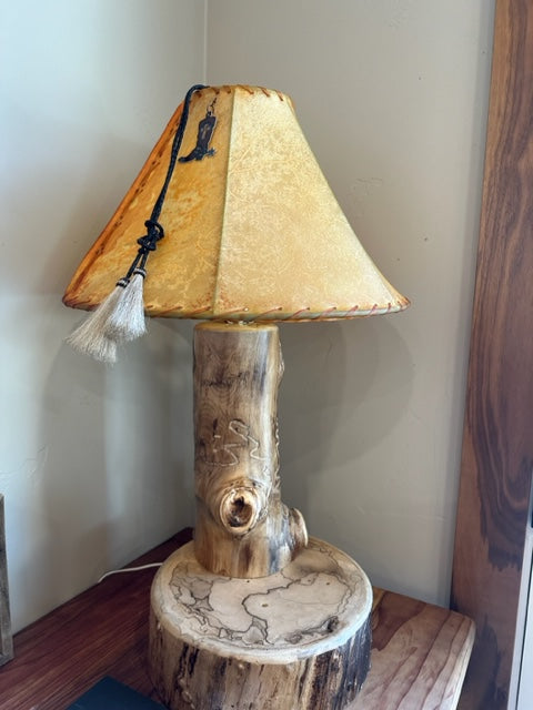 Rustic Aspen Wood Lamp