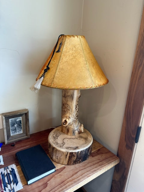 Rustic Aspen Wood Lamp