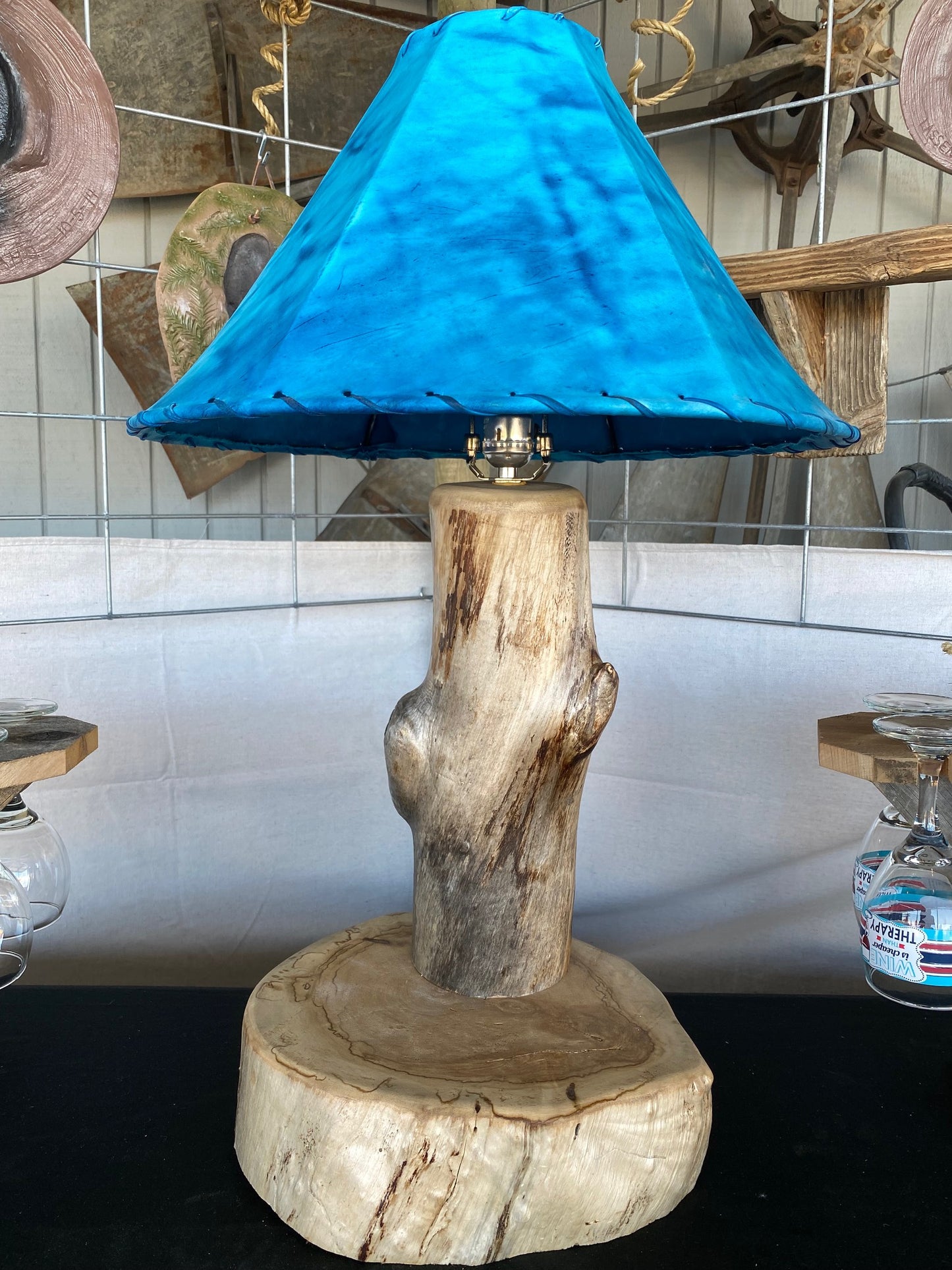 Rustic Aspen Wood Lamp