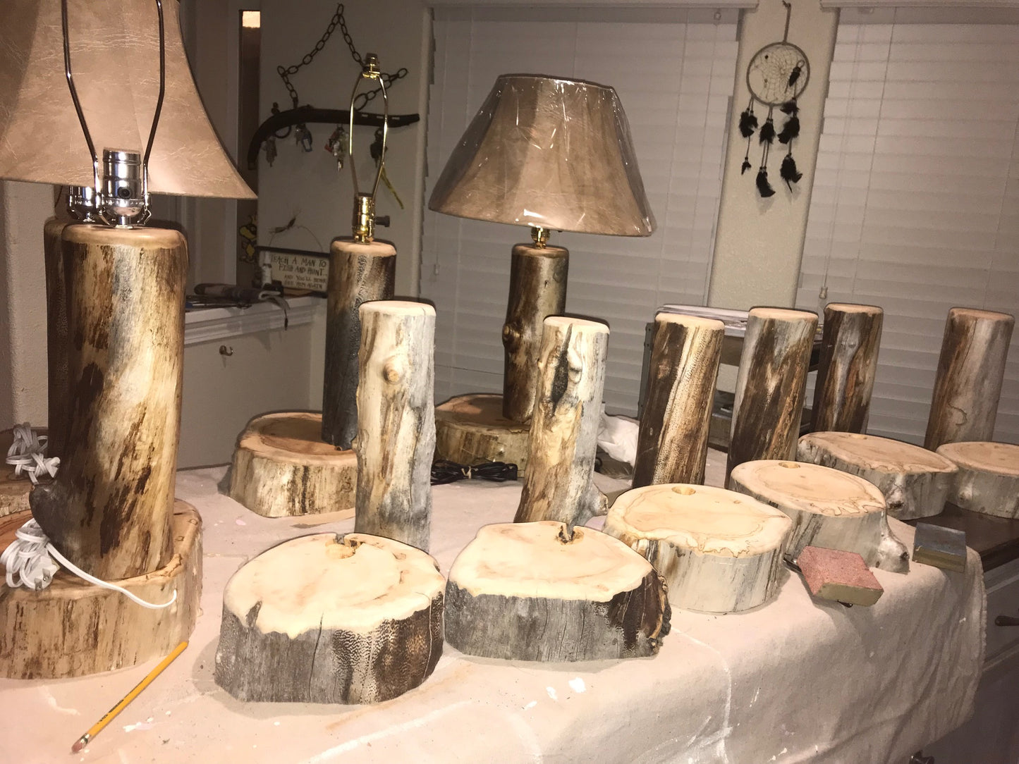 Rustic Aspen Wood Lamp